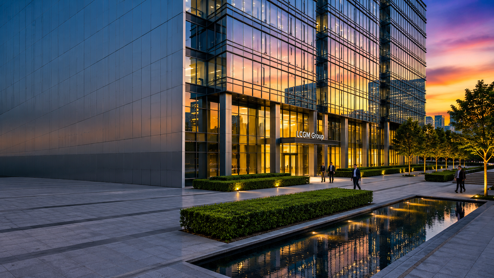 Modern glass commercial office building